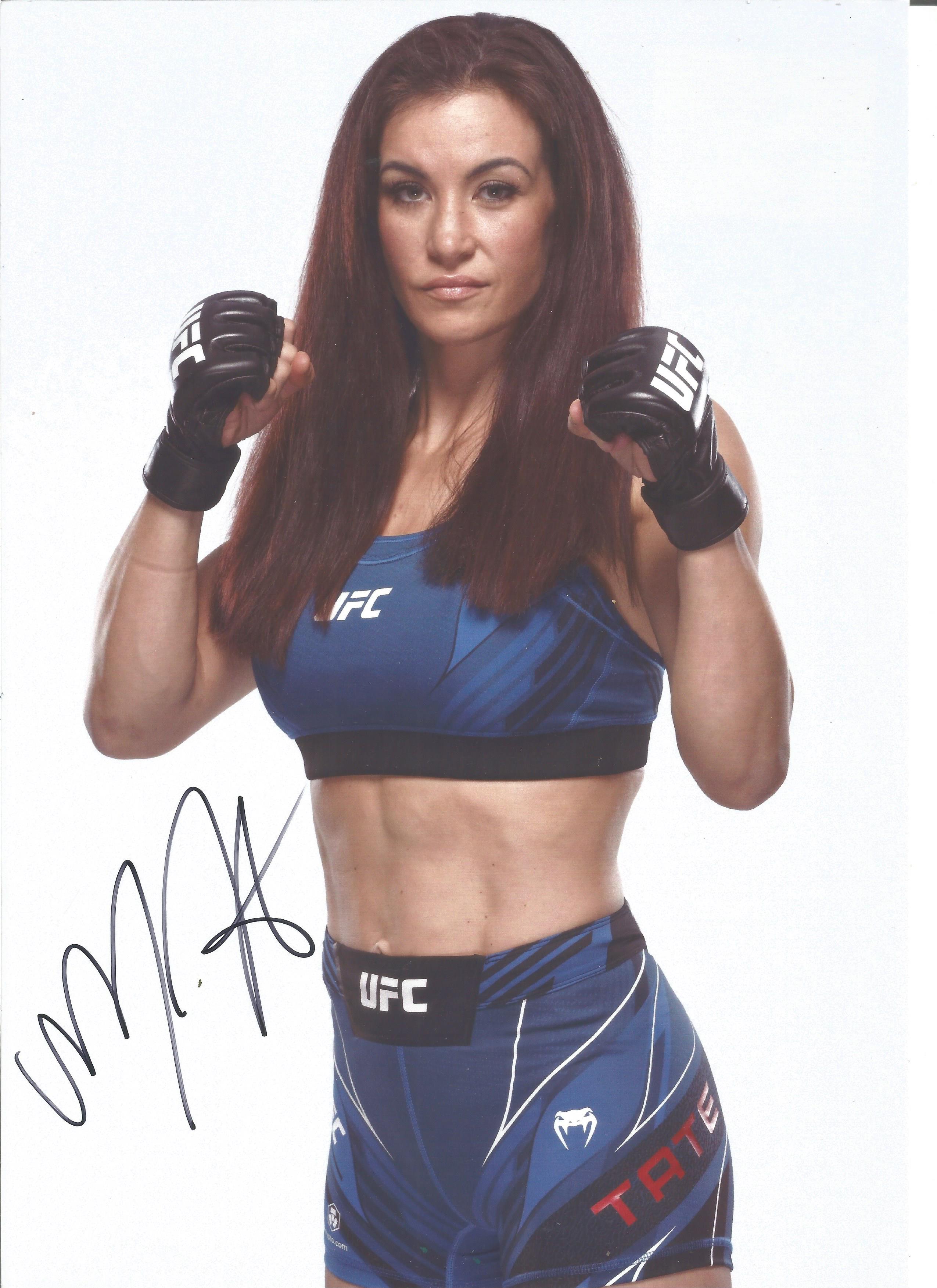 Miesha Tate signed colour photo. Measures 8 inch by 11-inch appx. Good Condition. All autographs