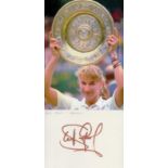 STEFFI GRAF Tennis Legend signed card with Wimbledon Open Photo . Good Condition. All autographs