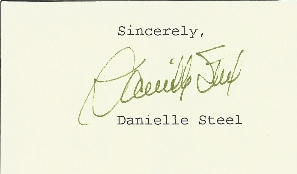 Danielle Steel signed 4x2 inch approx. page cutting. Good Condition. All autographs come with a