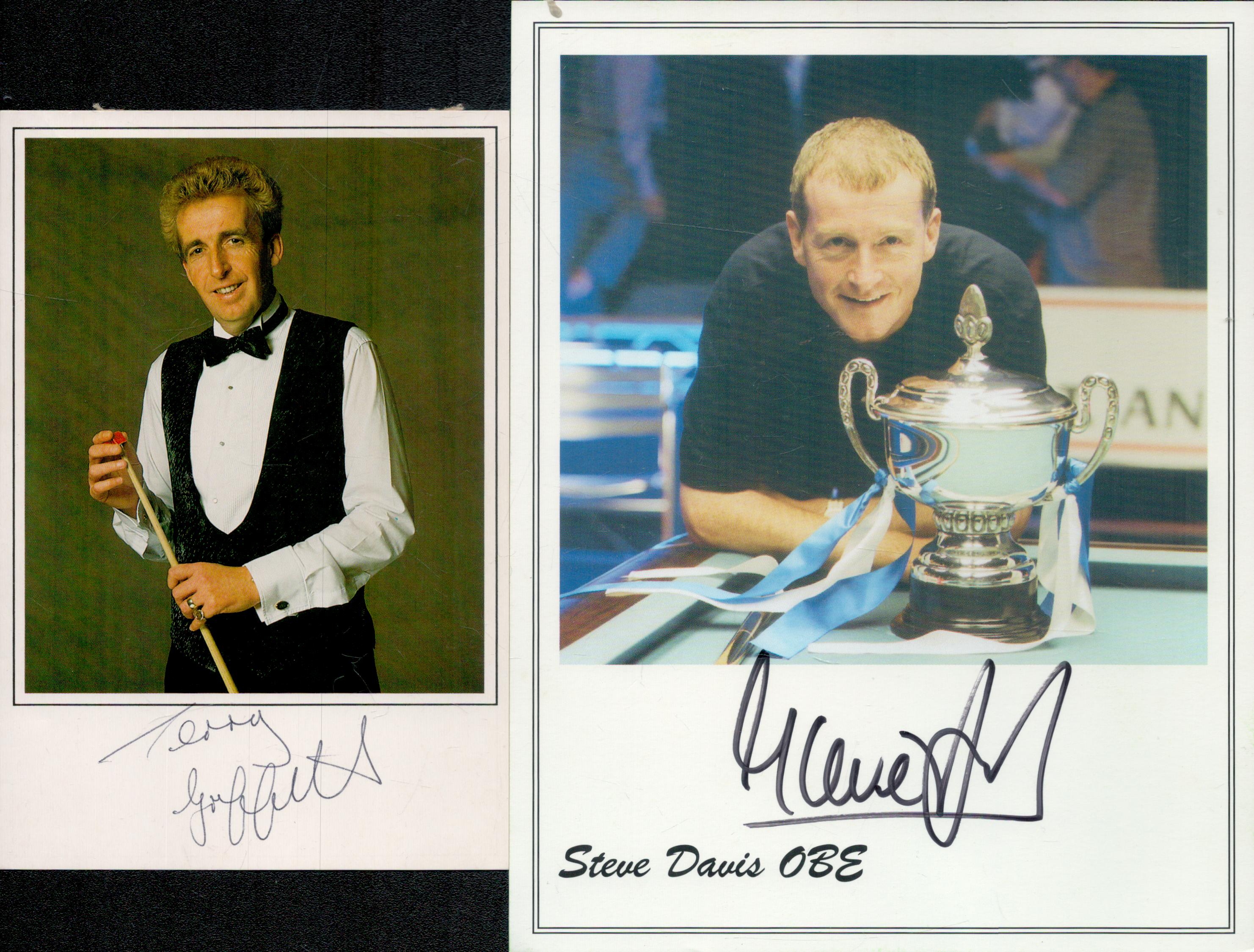 Steve Davis and Terry Griffiths signed colour promo photos. Good Condition. All autographs come with