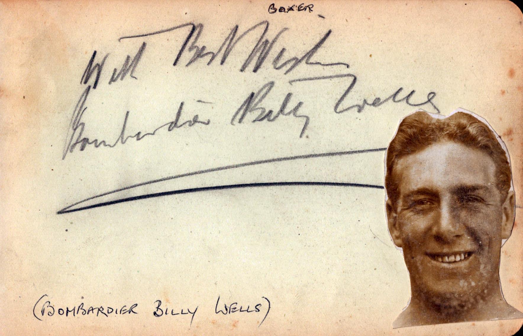 Boxing - Bombardier Billy Wells (1889-1967), English heavyweight boxer vintage signed (in pencil)