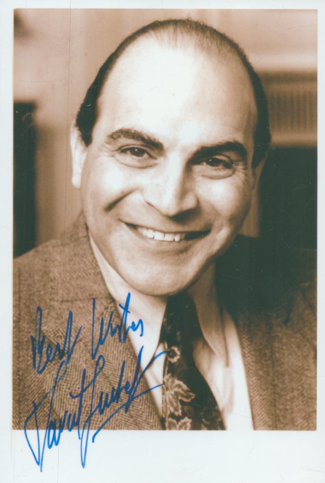 David Suchet signed 7x5 inch black and white photo. Good Condition. All autographs come with a