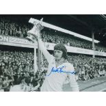 Autographed MIKE CHANNON 16 x 12 Photo : B/W, depicting a wonderful image showing Southampton's MIKE