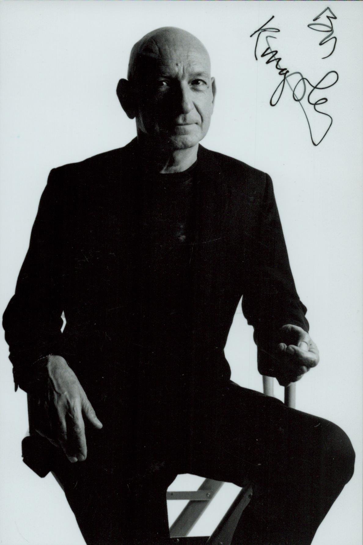 Sir Ben Kingsley signed Black and White Photo 6x4 Inch. An English actor. Good Condition. All