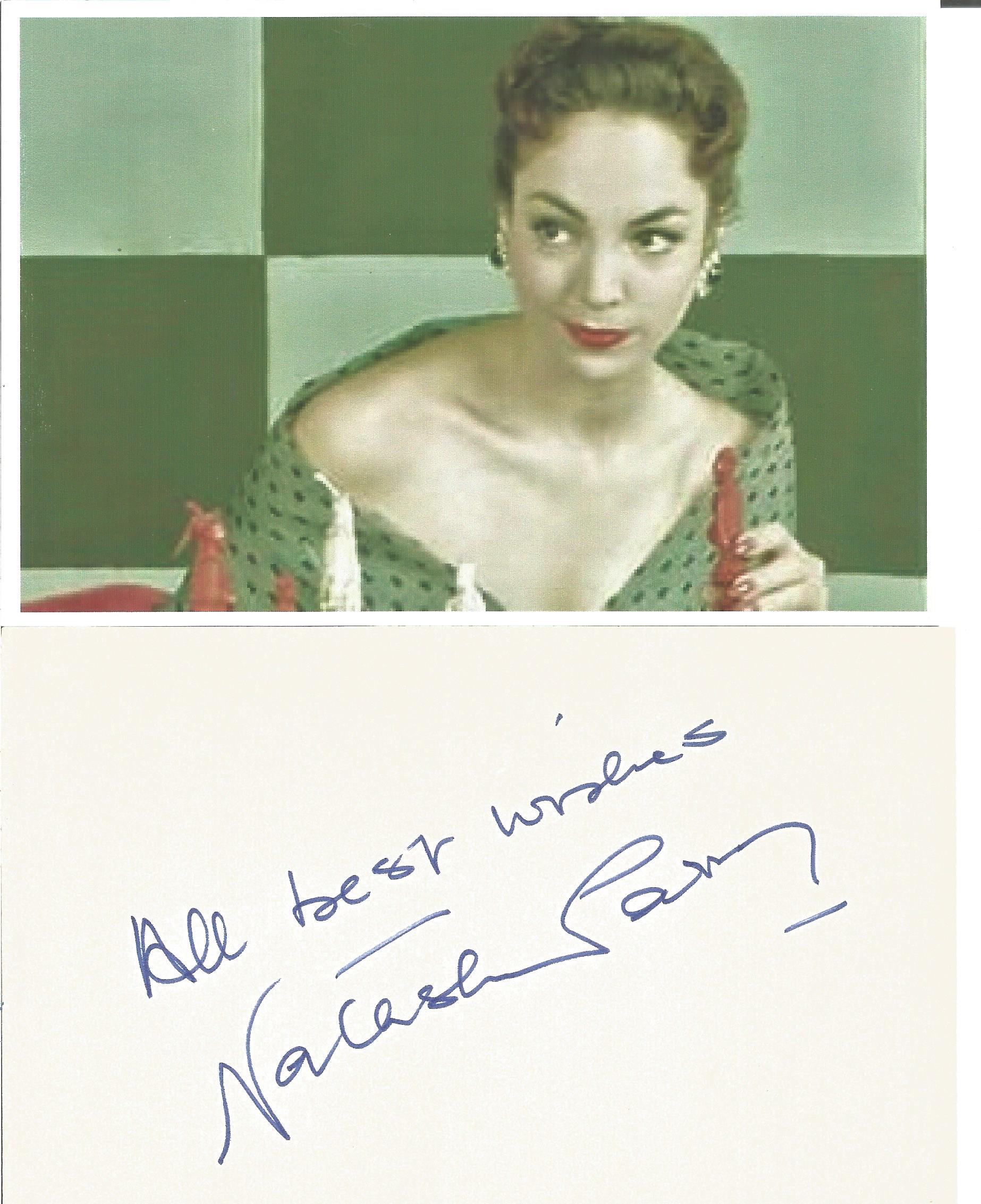 Natasha Parry signed 6x4 inch white card and vintage 6x4 inch colour photo. Good Condition. All