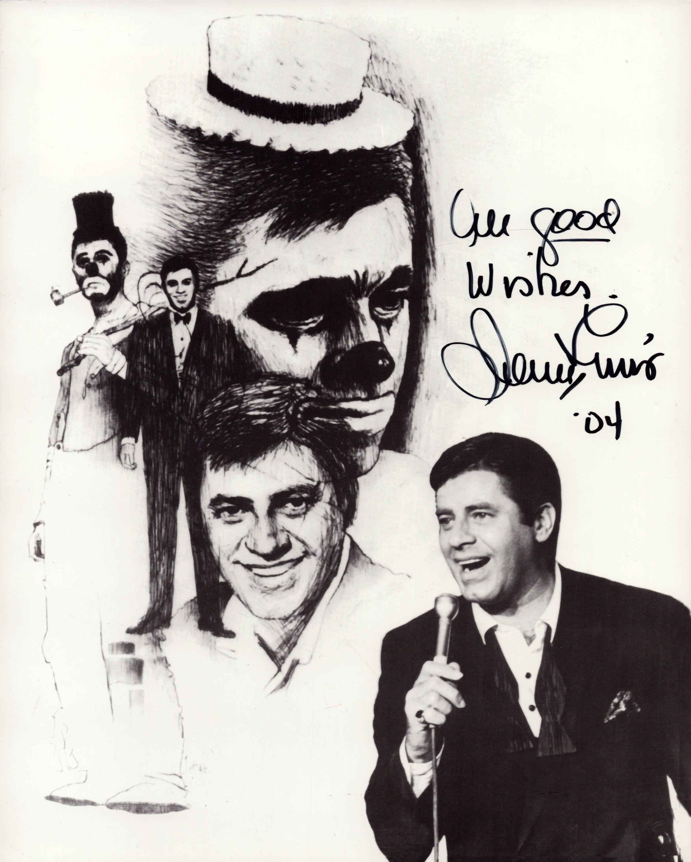 Jerry Lewis signed 10x8 inch black and white montage photo. Good Condition. All autographs come with