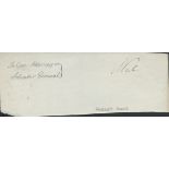Sir Robert Peel signed paper. Date unknown 8x3 inch approx. in size. Good Condition. All