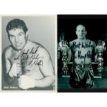 Boxing collection of 3 signed photos of Sir Henry Cooper, Frank Bruno and Billy Walker. Good