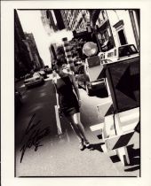 Victoria Beckham signed 10x8 inch black and white magazine photo affixed to white card. Good