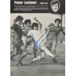 PETER LORIMER 1946-2021 signed Leeds A4 magazine Page . Good Condition. All autographs come with a