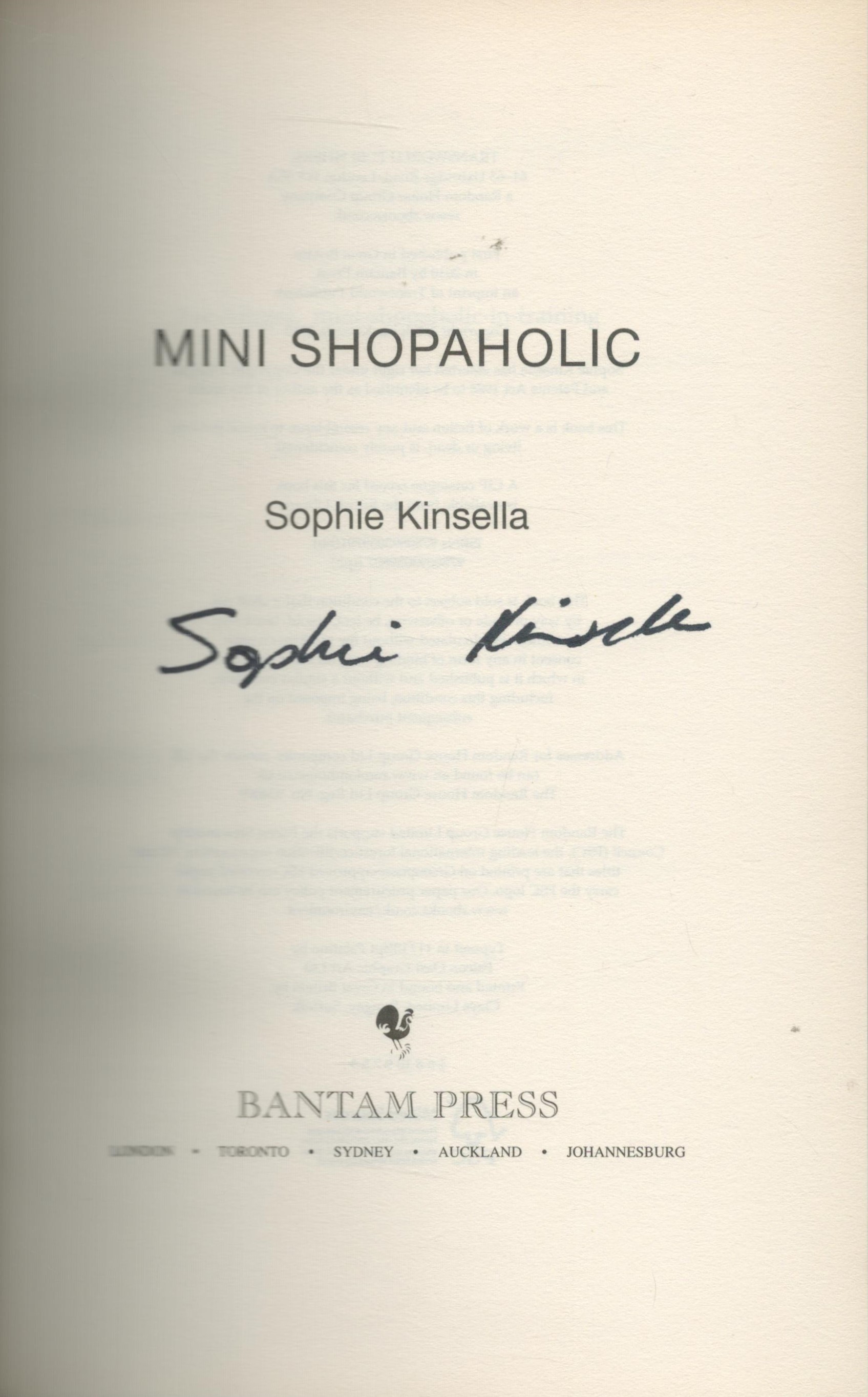 SOPHIE KINSELLA English Author signed Hardback Book 'Mini Shopaholic'. Good Condition. All - Image 2 of 3