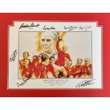 England world cup winners 1966 multi signed framed print, Gordon Banks, Ray Wilson, Roger Hunt,