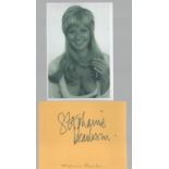 Stephanie Beacham signed album page and 6x4 inch vintage black and white photo. Good Condition.