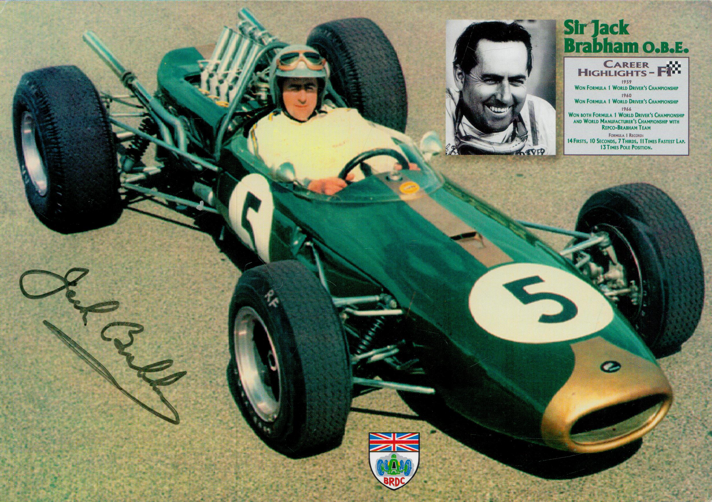 Jack Brabham signed 8x6 inch approx. promo photo. Good Condition. All autographs come with a