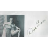 Dixie Evans US Burlesque star signed 6x4 page with black and white image. Good Condition. All