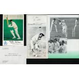 Cricket legends collection of 4 signed promo photos with names of Geoffrey Boycott, Fred Trueman,