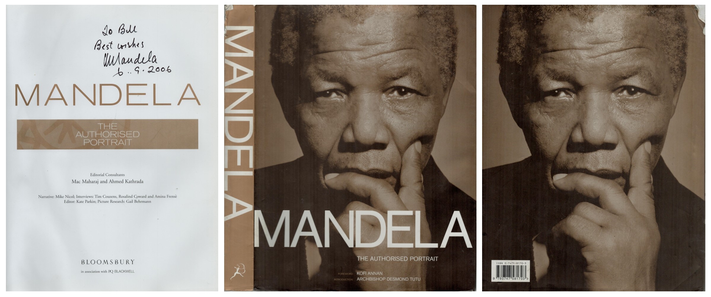 Nelson Mandela signed Hardback Book Dusk Jacket. 'Mandela The Authorised Portrait' Edition: First