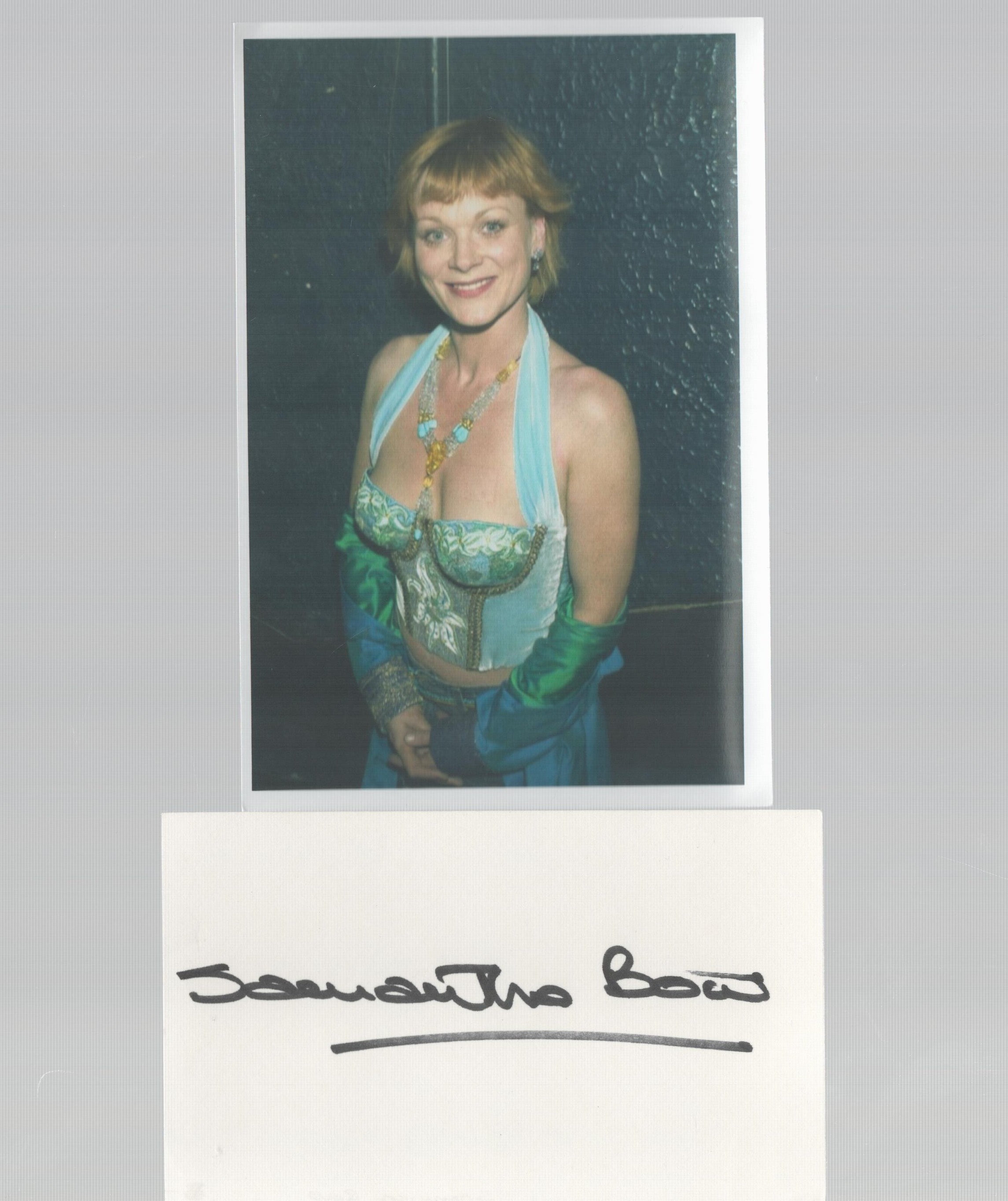 Samantha Bond signed 6x4 inch white card and 6x4 inch colour photo. Good Condition. All autographs