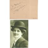 Zena Dare signed 6x4 inch album page and vintage 6x4 inch black and white photo. Good Condition. All