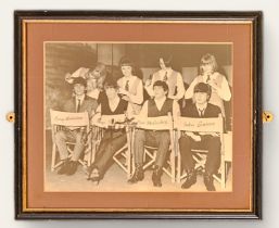 Ringo Star signed Beatles black and white photo. Framed. Measures 12-inch 11-inch appx. Good