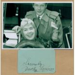 Dorothy Squires signed 3x2 inch album page and 6x4 inch vintage black and white. Good Condition. All