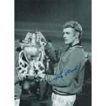 Autographed GARY SPRAKE 16 x 12 Photo : B/W, depicting Leeds United goalkeeper GARY SPRAKE posing