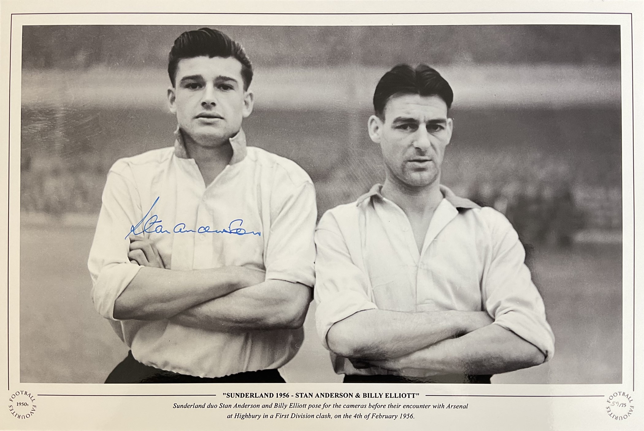 Football Autographed Stan Anderson 16 X 10 Photo: B/W, Depicting Sunderland's Stan Anderson And