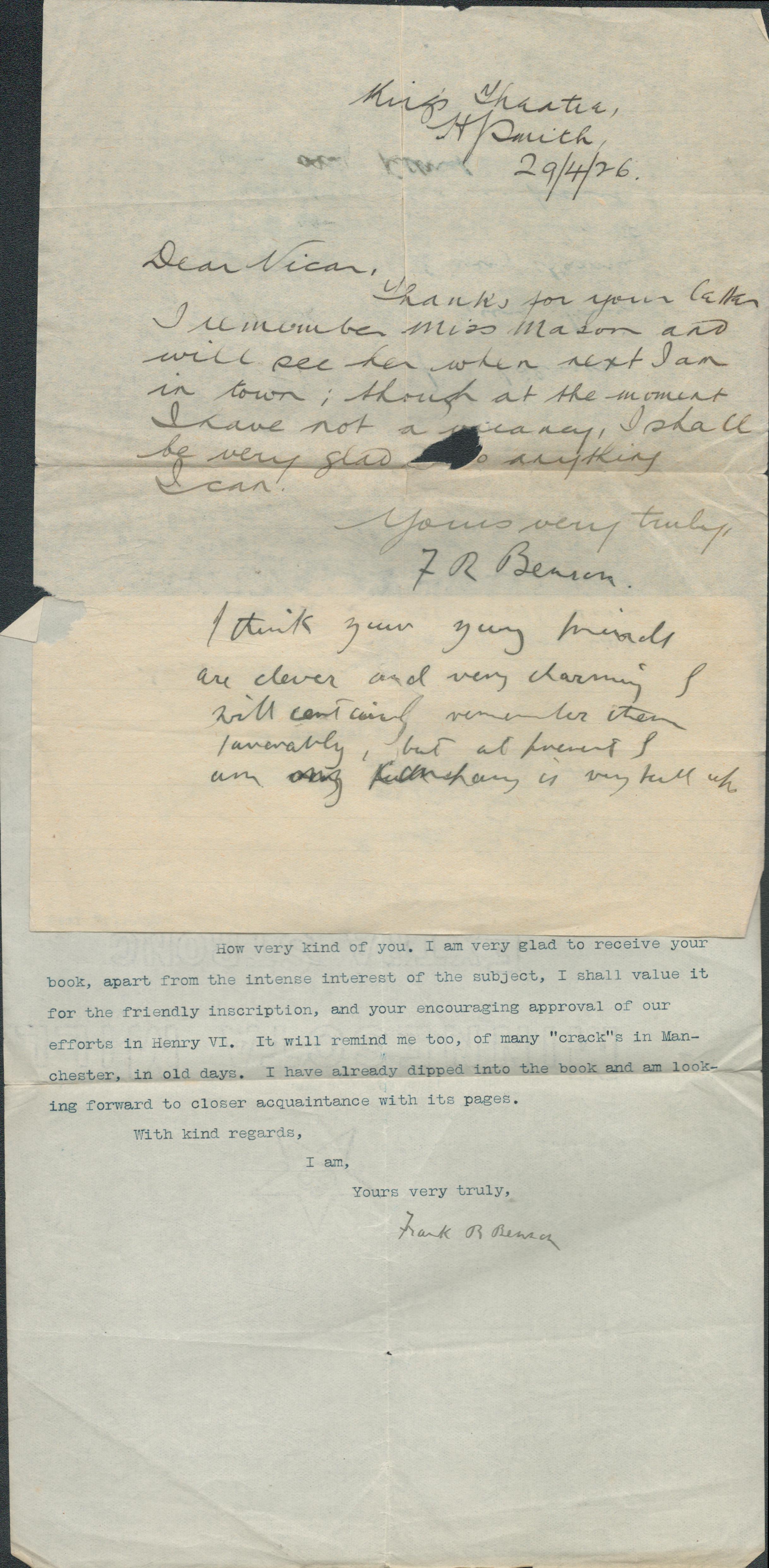 Sir Francis Robert Benson signed letters. Four ALS by Sir Francis Robert Benson, English Actor, He - Bild 2 aus 2