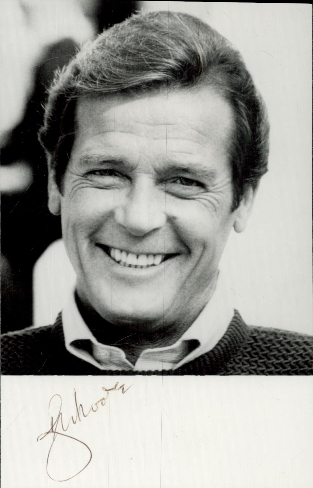 Roger Moore signed 6x4 inch black and white photo. Good Condition. All autographs come with a