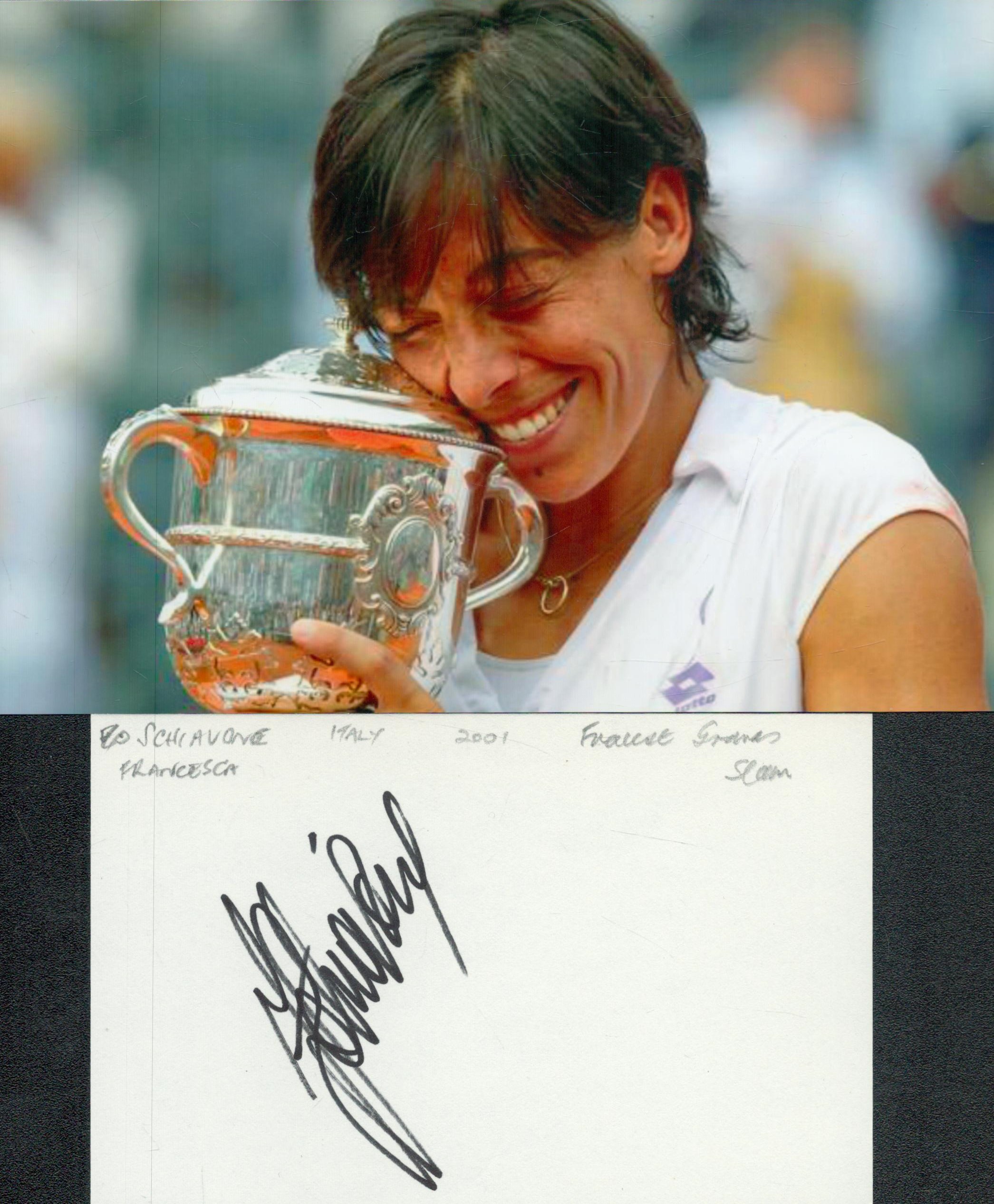 FRANCESCA SCHIAVONE 2010 French Open Winner signed card with Photo . Good Condition. All