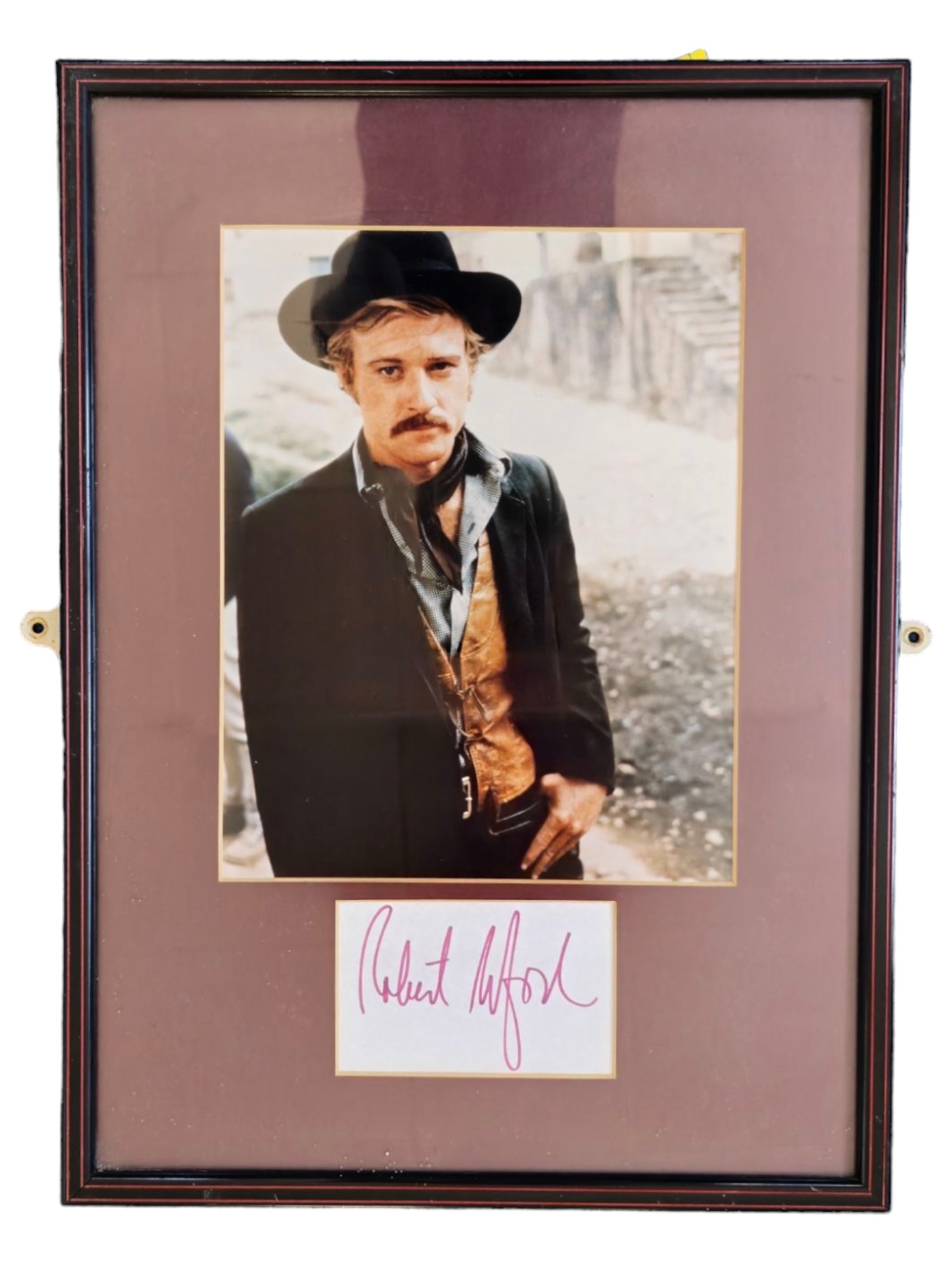 Robert Redford signature piece with colour photo. Framed. Measures 16 inch by 12-inch appx. Good