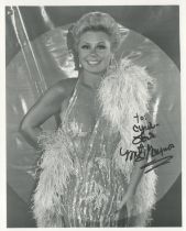 Mitzi Gaynor signed 10x8 inch black and white photo. Dedicated. Good Condition. All autographs