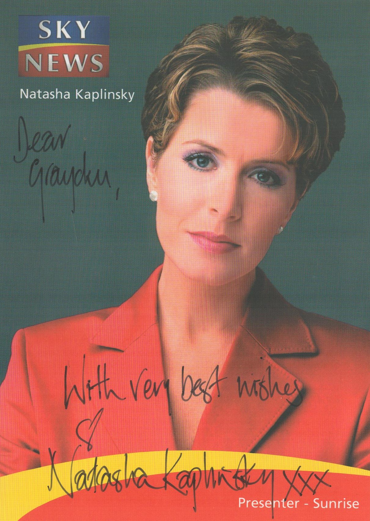 Natasha Kaplinsky signed 6x4 inch Sky News colour promo photo. Good Condition. All autographs come