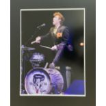 Slim Jim Phantom The stray Cats Drummer signed colour 16x20 inch framed print. Good Condition. All