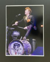 Slim Jim Phantom The stray Cats Drummer signed colour 16x20 inch framed print. Good Condition. All