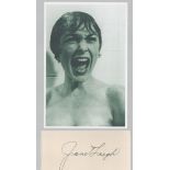 Janet Leigh signed album page cutting and 6x4 inch black and white photo. Good Condition. All