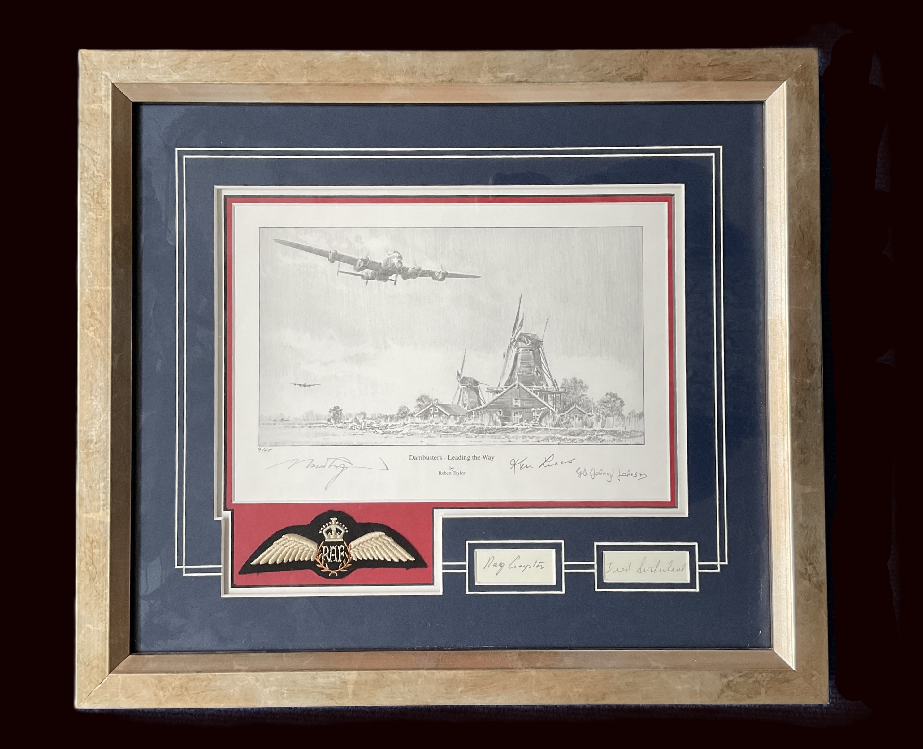 WW2 multi signed veterans print titled Dambusters Leading the Way by Robert Taylor limited 9/45