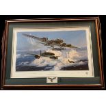 Combat Over the Reich WWII multi signed print 38x28 inch framed and mounted signed in pencil by