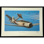 WW2 Colour Print Titled Cat Among The Pigeons by Ivan Berryman. Limited 43 of 250. Signed in Pen