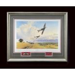 WW2 multi signed veterans print titled EAGLES PREY by Robert Taylor Mounted and Framed signatures