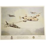 Sqn Ldr Mike Rondot and Cdr Roy Knottinger Signed Eric Day Colour Print Measuring 25x17 inches