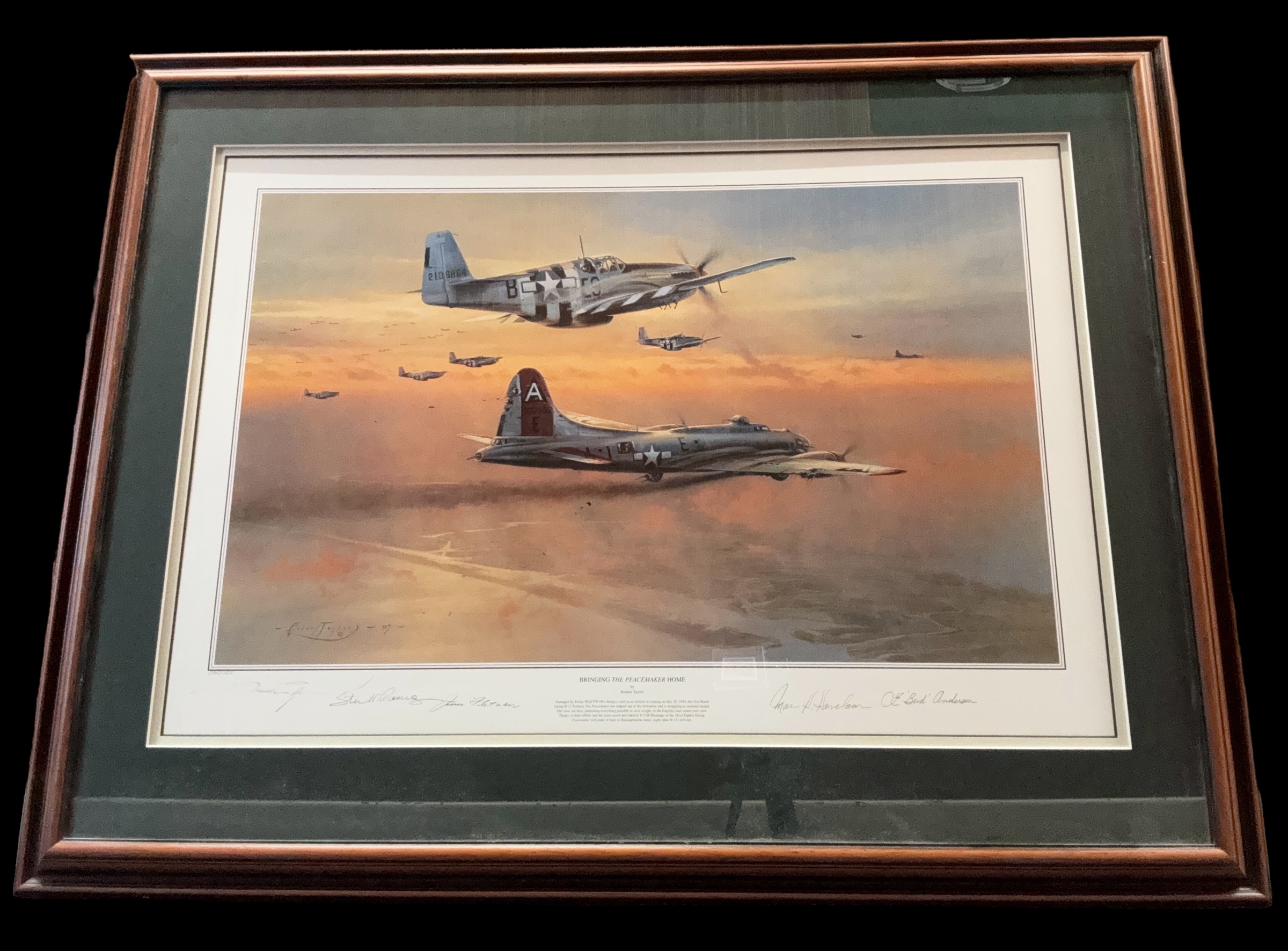 Bringing the Peacemaker Home WWII multi signed framed and mounted print 37x30 inch print limited