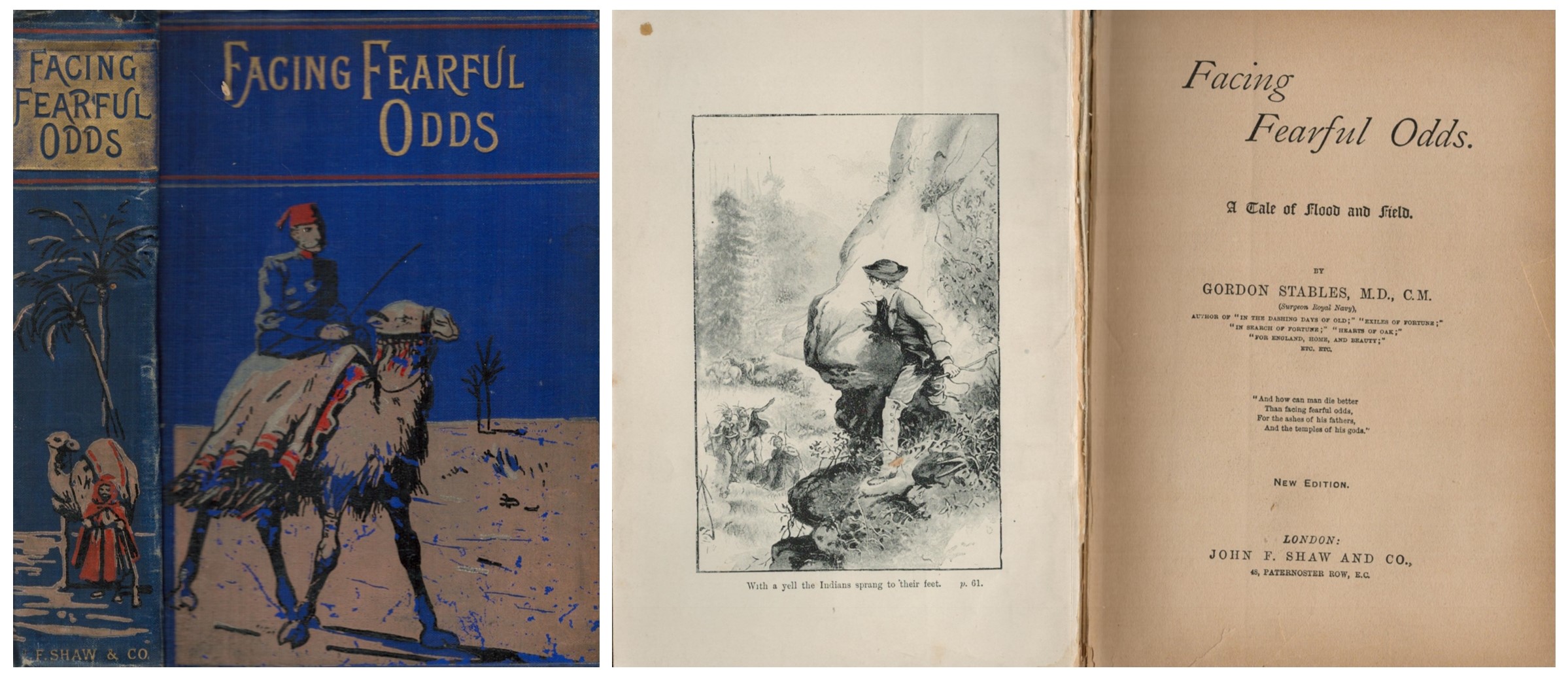 Facing Fearful Odds. A Tale of Flood and Field by Gordon Stables, M.D., C.M. New Edition. Unsigned