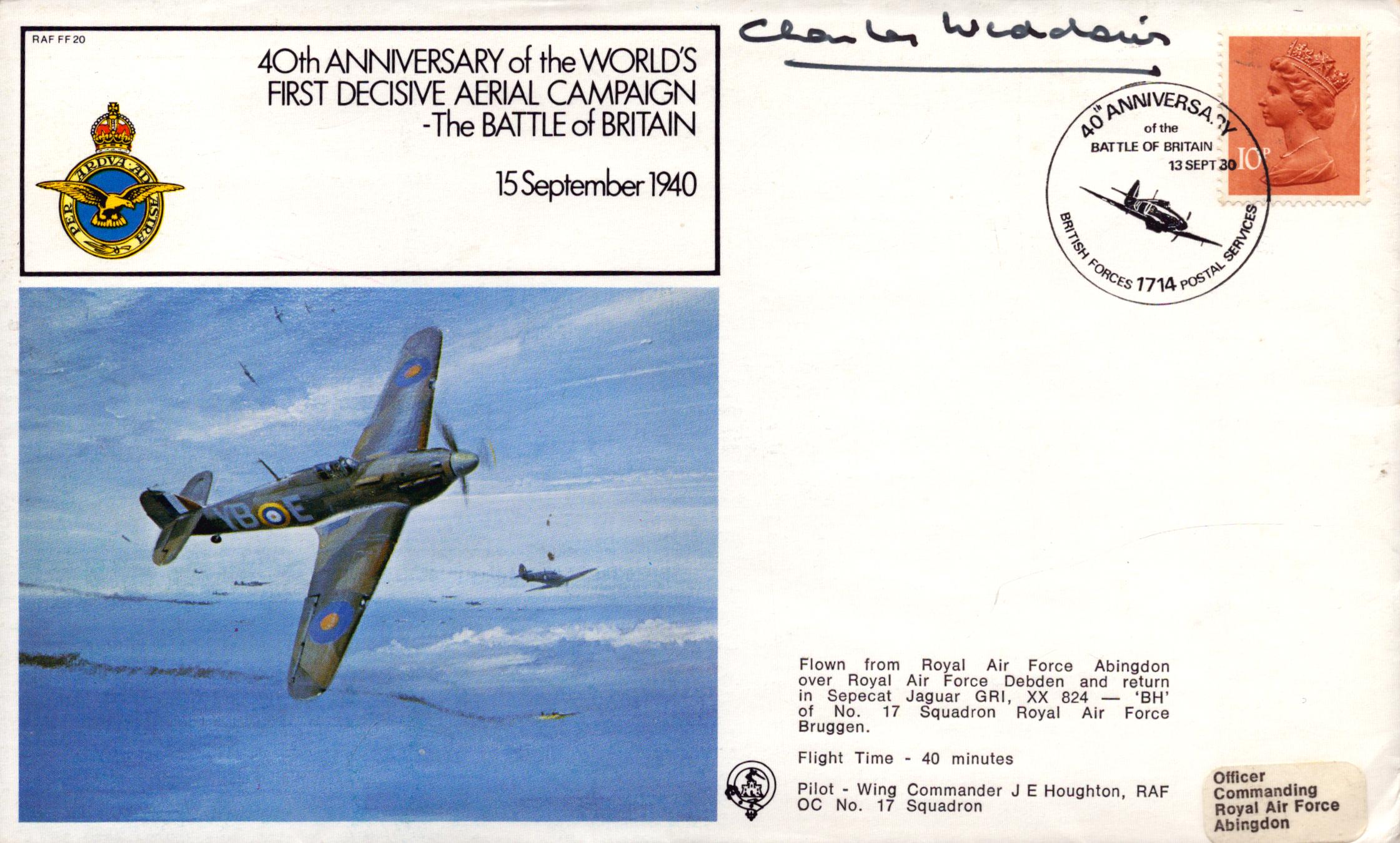 WWII BOB Air Commodore Charles Widdows signed 40th Anniversary of the World's First Decisive