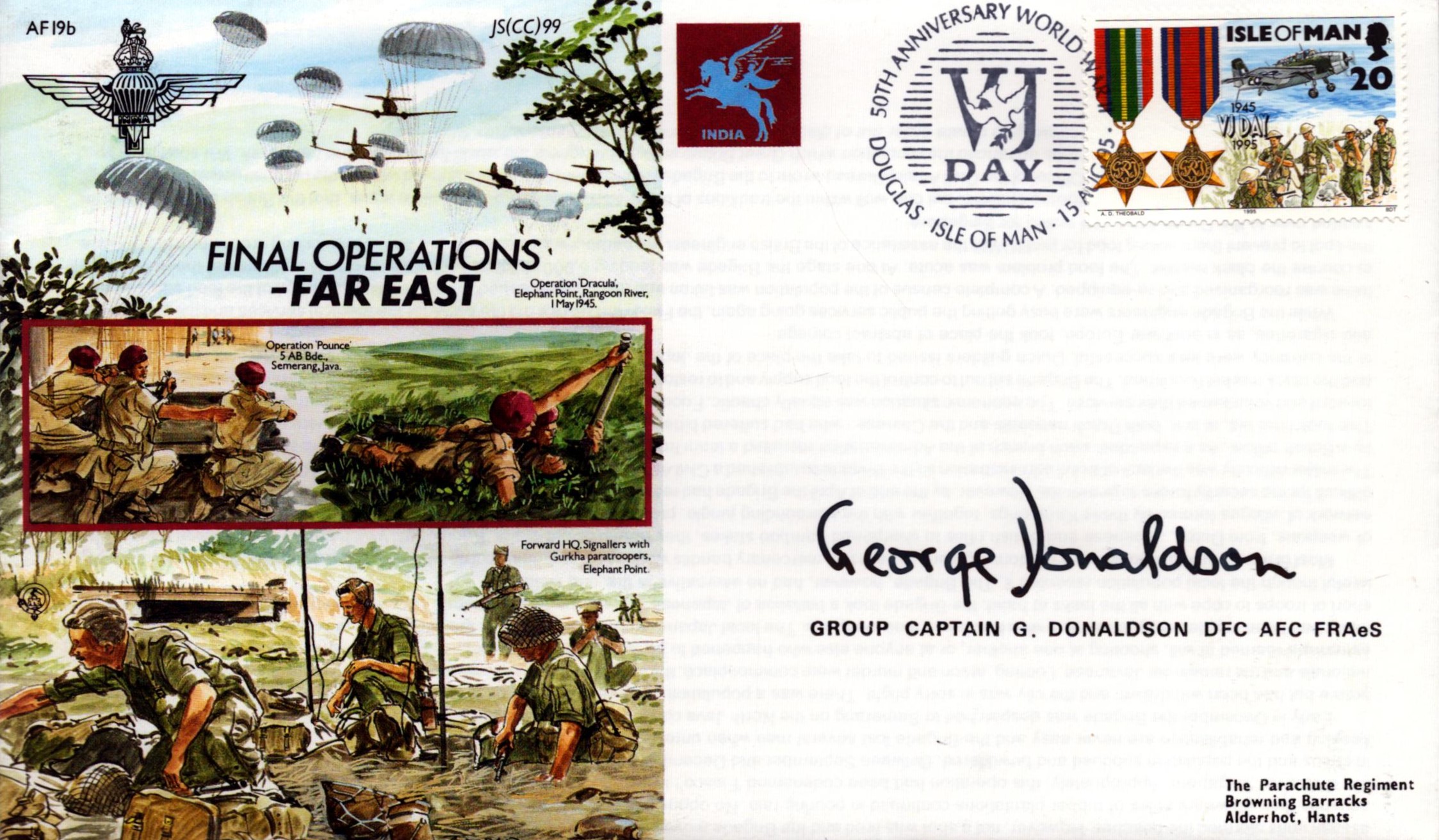 WWII Group Captain G. Donaldson DFC, AFC, FRAeS signed Final Operations Far East commemorative