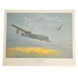 WWII Multi signed colour print titled Dive To Port by the artist Maurice Gardner signed by