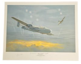 WWII Multi signed colour print titled Dive To Port by the artist Maurice Gardner signed by