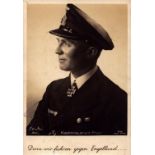 U-Boat Ace Günther Prien signed wartime original 5x3.5 inch approx black and white photo. Günther