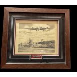 USAF B17 Bomber WWII print 24x22 inch framed and mounted signed in pencil by the artist Robert