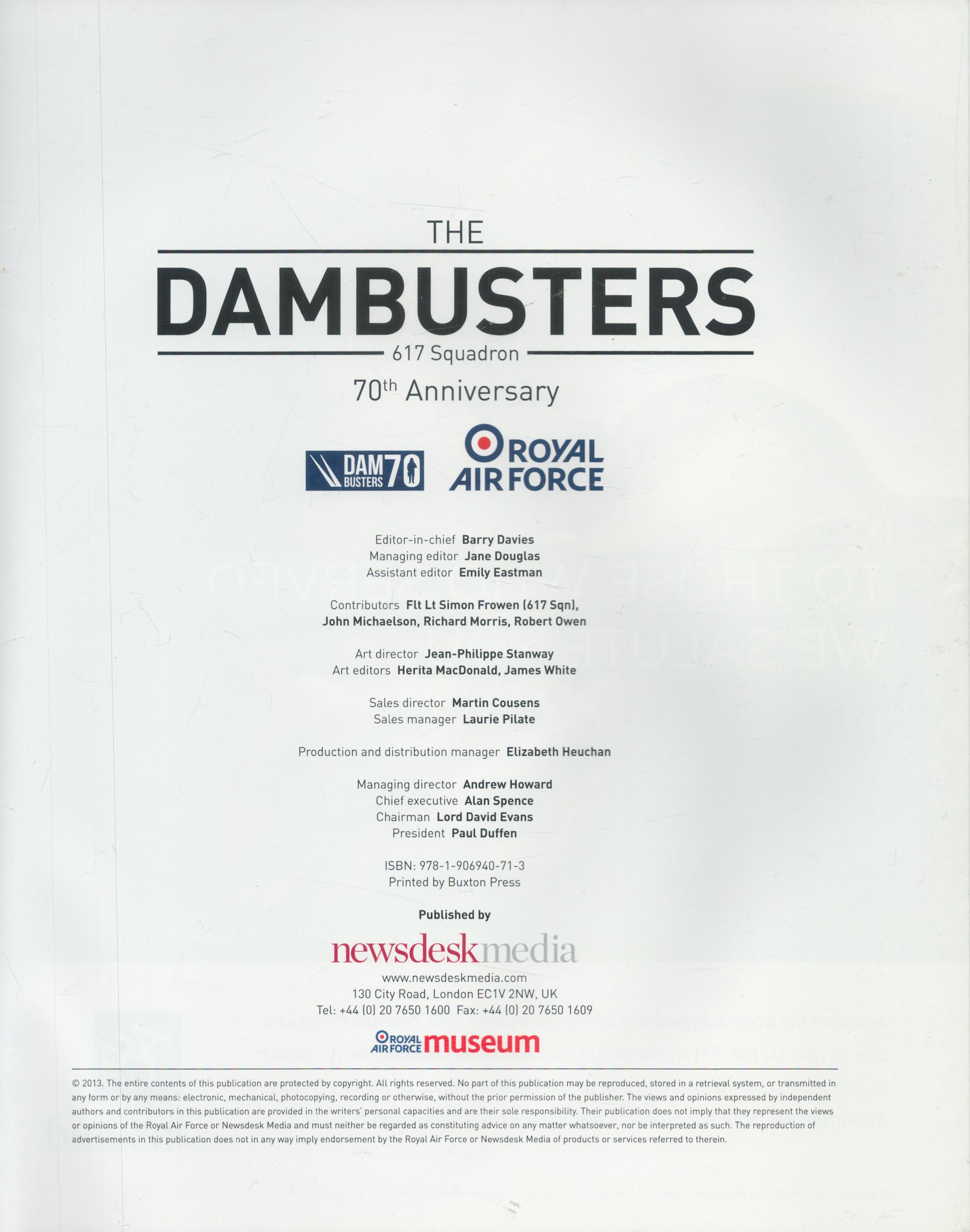 RAF The Dambusters 617 Squadron: 70th Anniversary Magazine. Paperback book. Good condition Est. - Image 2 of 2